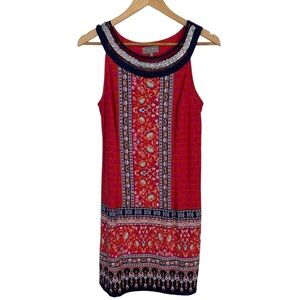 Laura petite dress beaded silver collar sleeveless pink red navy blue size 8